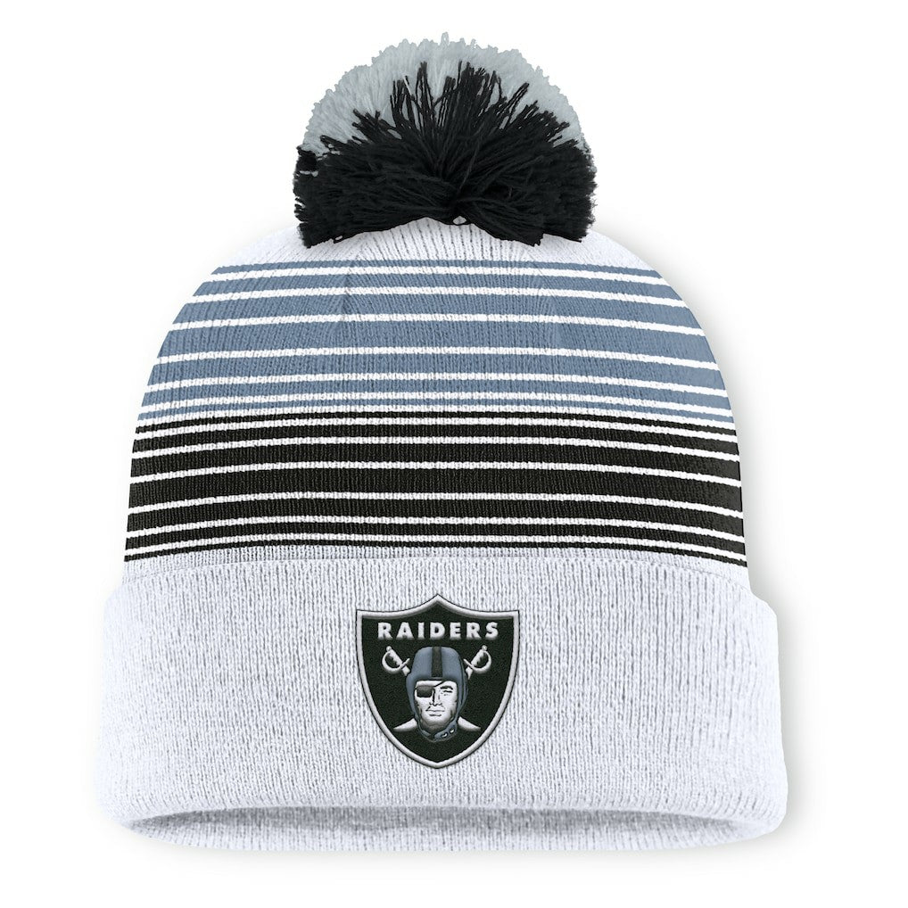 Las Vegas Raiders Ghost Cuffed Knit Hat with Pom White | Fanatics