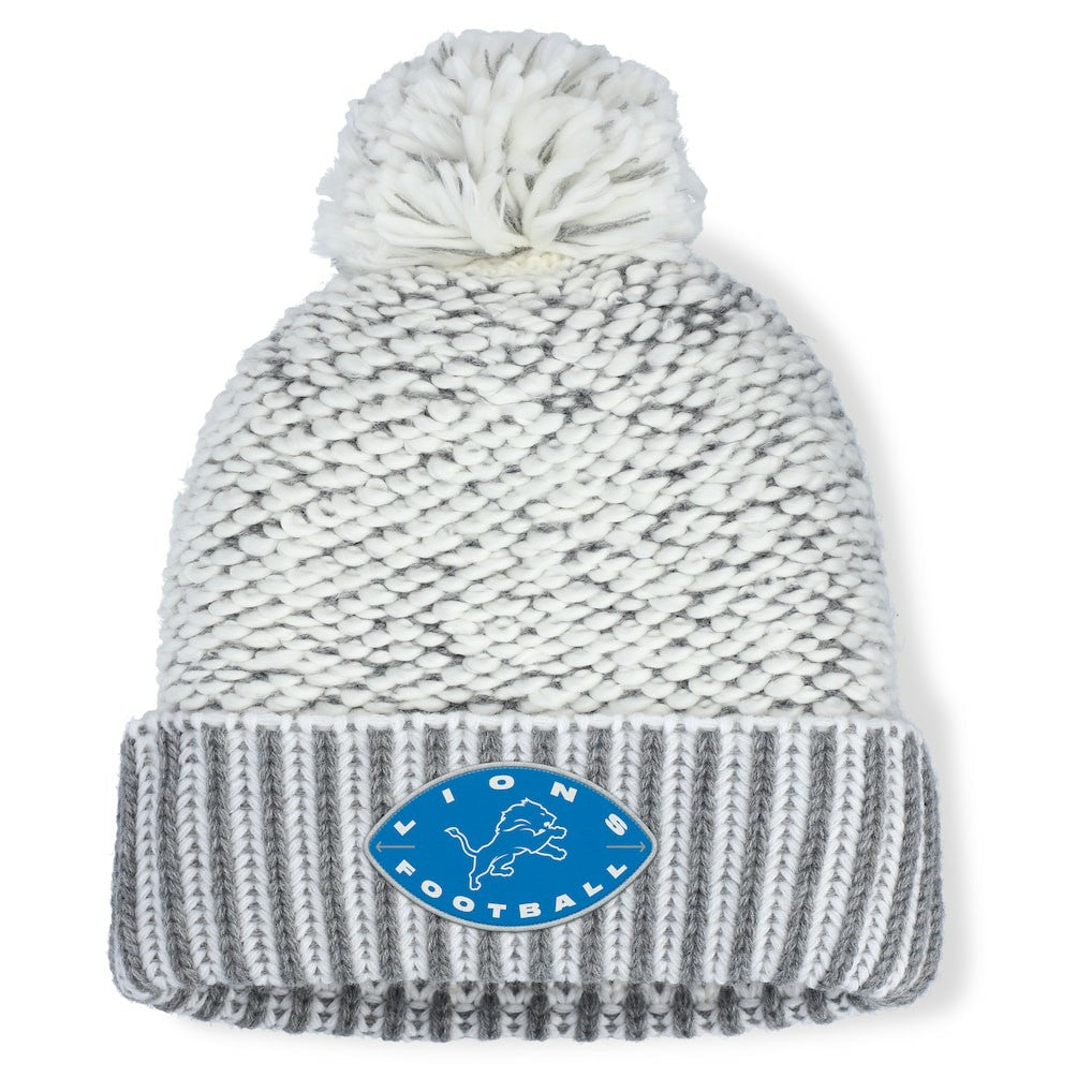 Detroit Lions Women's Pro Set Cuffed Knit Hat with Pom Heather Gray | Fanatics