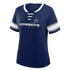 Dallas Cowboys Women's Redzone Draw Play Athena Lace-Up T-Shirt Navy | Fanatics