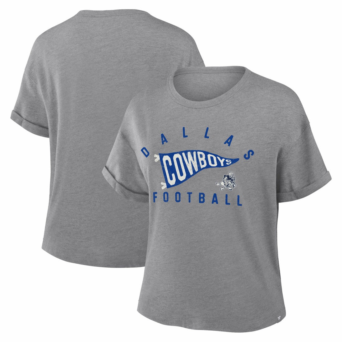 Dallas Cowboys Women's Pennant Wave Tribute Tri-Blend Boxy T-Shirt Heather Gray | Fanatics