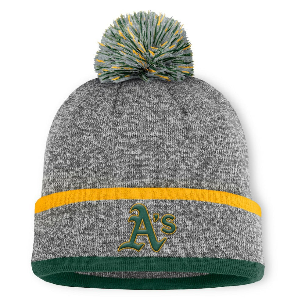 Athletics Fanatics Backstop Cuffed Knit Hat with Pom - MLB