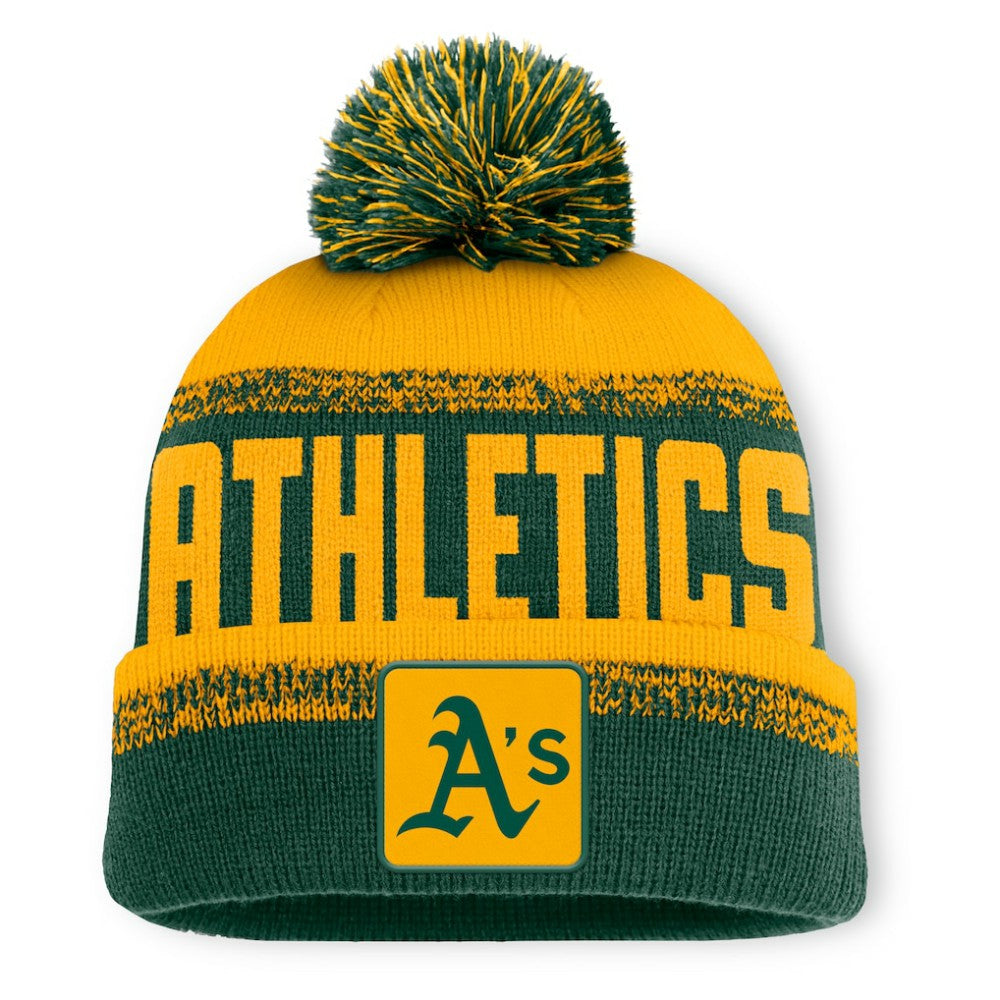Athletics Fanatics No-Doubter Cuffed Knit Hat with Pom - MLB