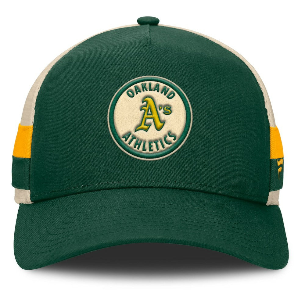 Athletics Fanatics Inherited Side Stripe Trucker Adjustable Hat - MLB