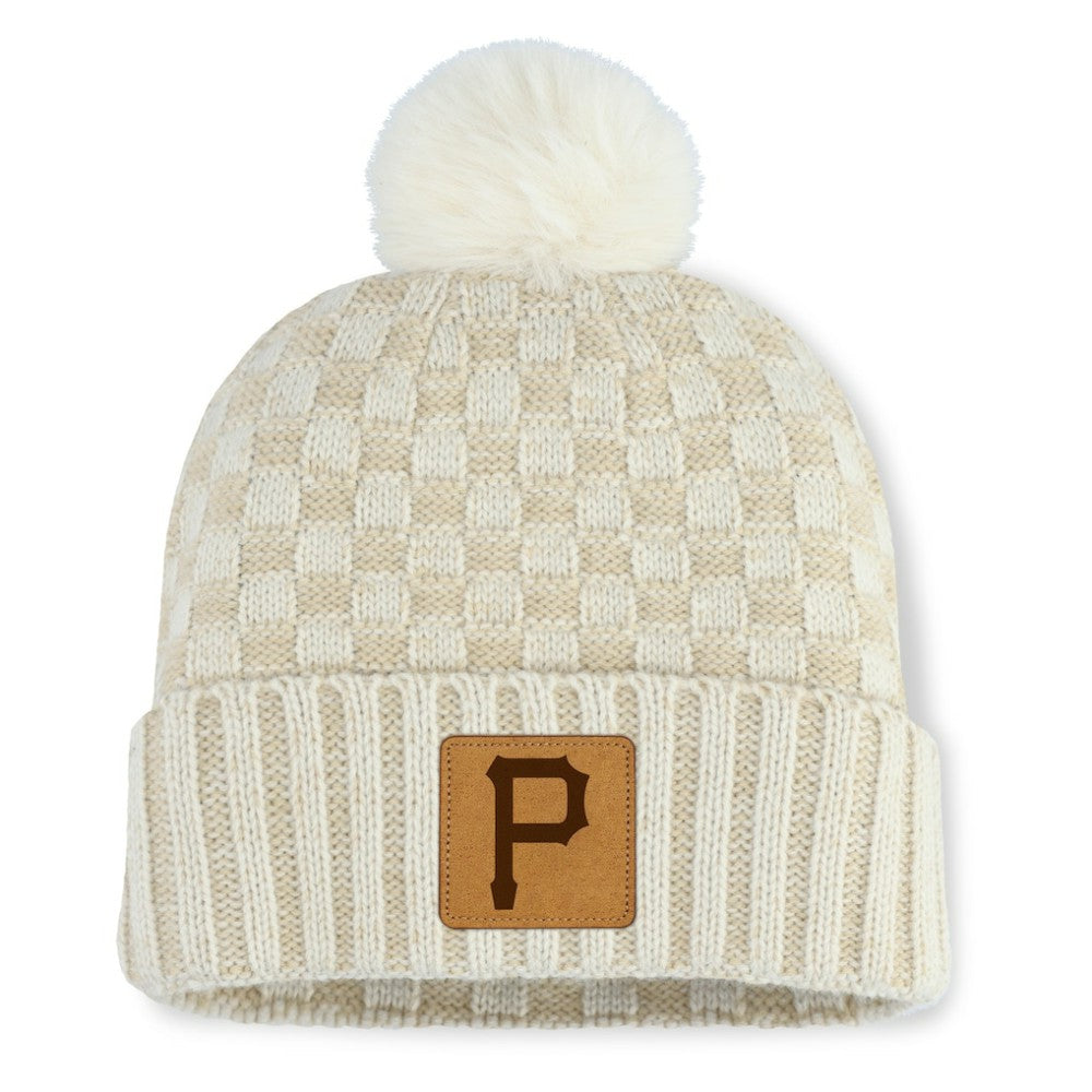 Pittsburgh Pirates Fanatics Women's Matchstick Cuffed Knit Hat with Pom- Natural Hats - MLB