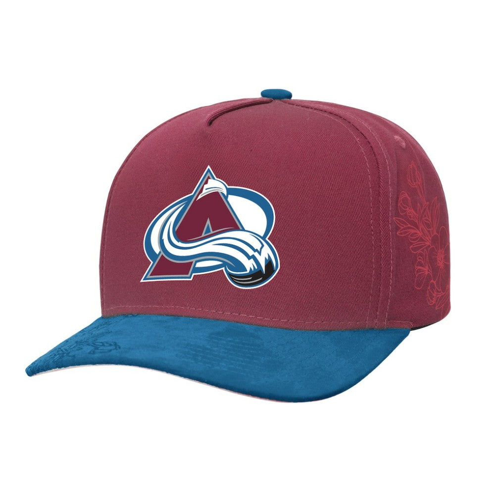Colorado Avalanche Mitchell & Ness May Flowers Pro Crown Adjustable Hat - Burgundy/Blue - NHL