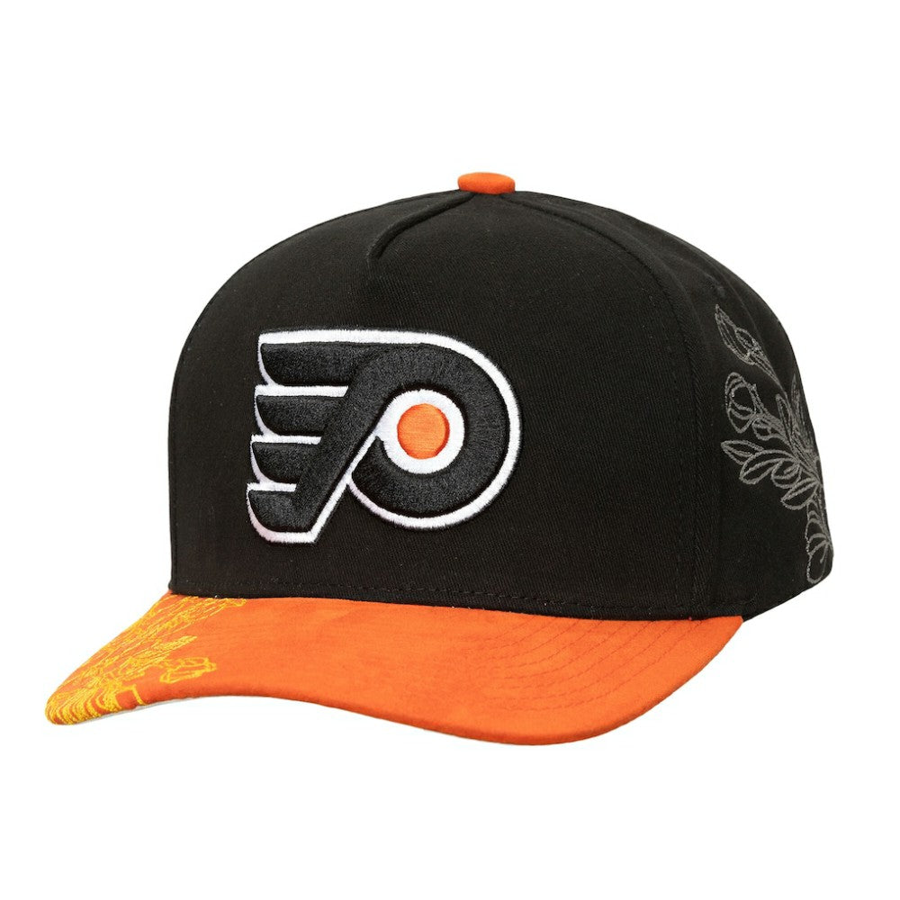 Philadelphia Flyers Mitchell & Ness May Flowers Pro Crown Adjustable Hat - Black/Orange - NHL