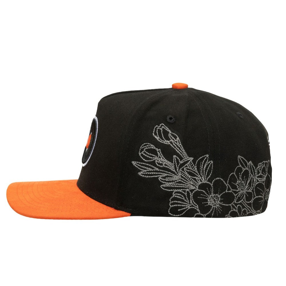 Philadelphia Flyers Mitchell & Ness May Flowers Pro Crown Adjustable Hat - Black/Orange - NHL