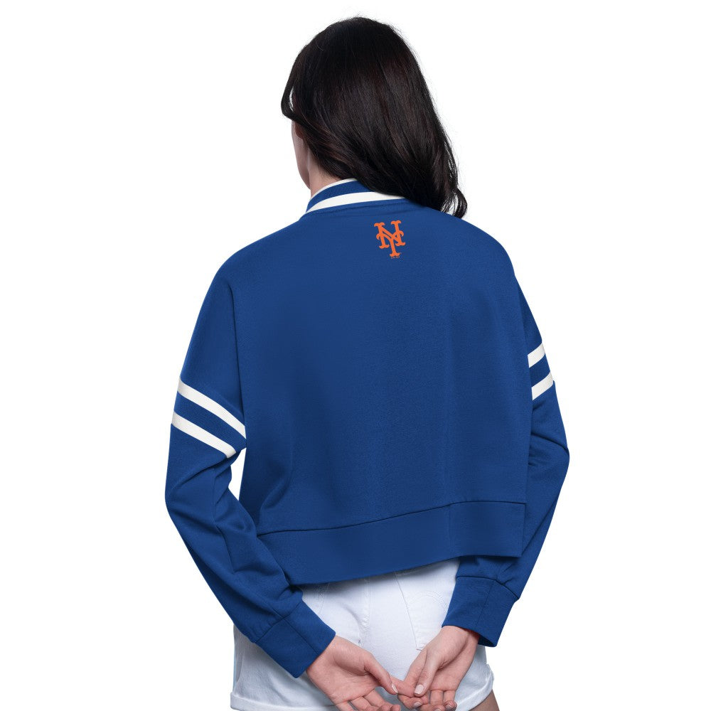 New York Mets Starter Women's Power Play Cropped Pullover Sweatshirt - MLB