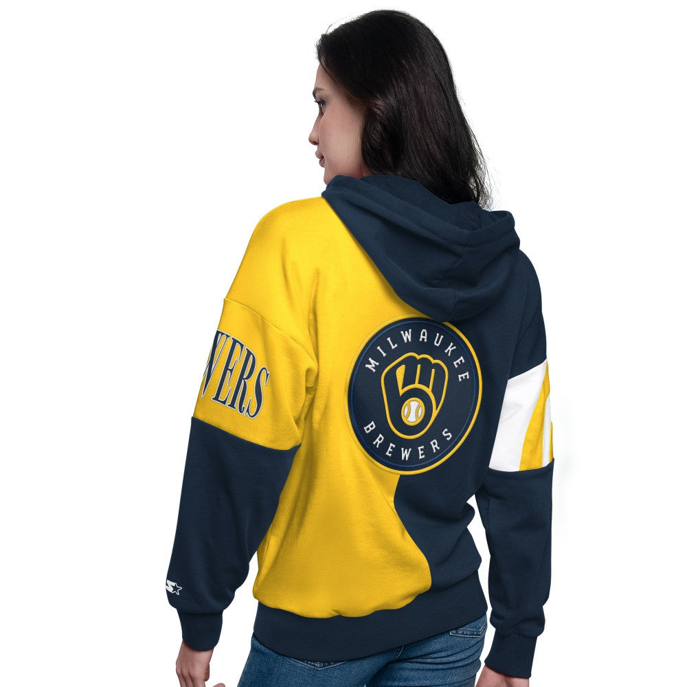 Milwaukee Brewers Starter Women's Curve Ball Full Zip Hoodie Sweatshirt - MLB