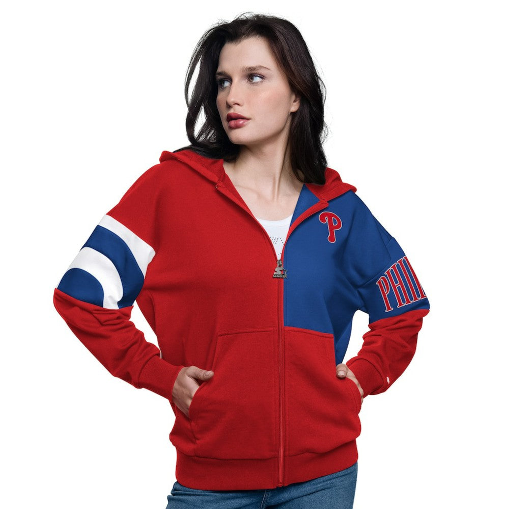 Philadelphia Phillies Starter Women's Curve Ball Full Zip Hoodie Sweatshirt - MLB