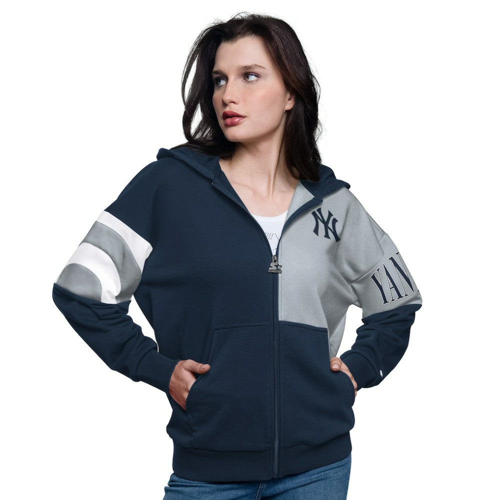 New York Yankees Starter Women's Curve Ball Full Zip Hoodie Sweatshirt - MLB