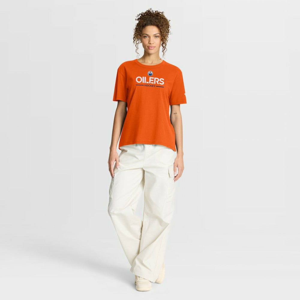 Edmonton Oilers Fanatics Women's Authentic Pro Primary T-Shirt - Orange - NHL