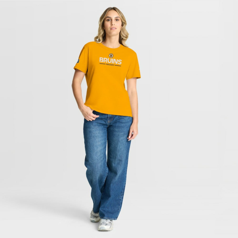 Boston Bruins Fanatics Women's Authentic Pro Primary T-Shirt - Gold - NHL