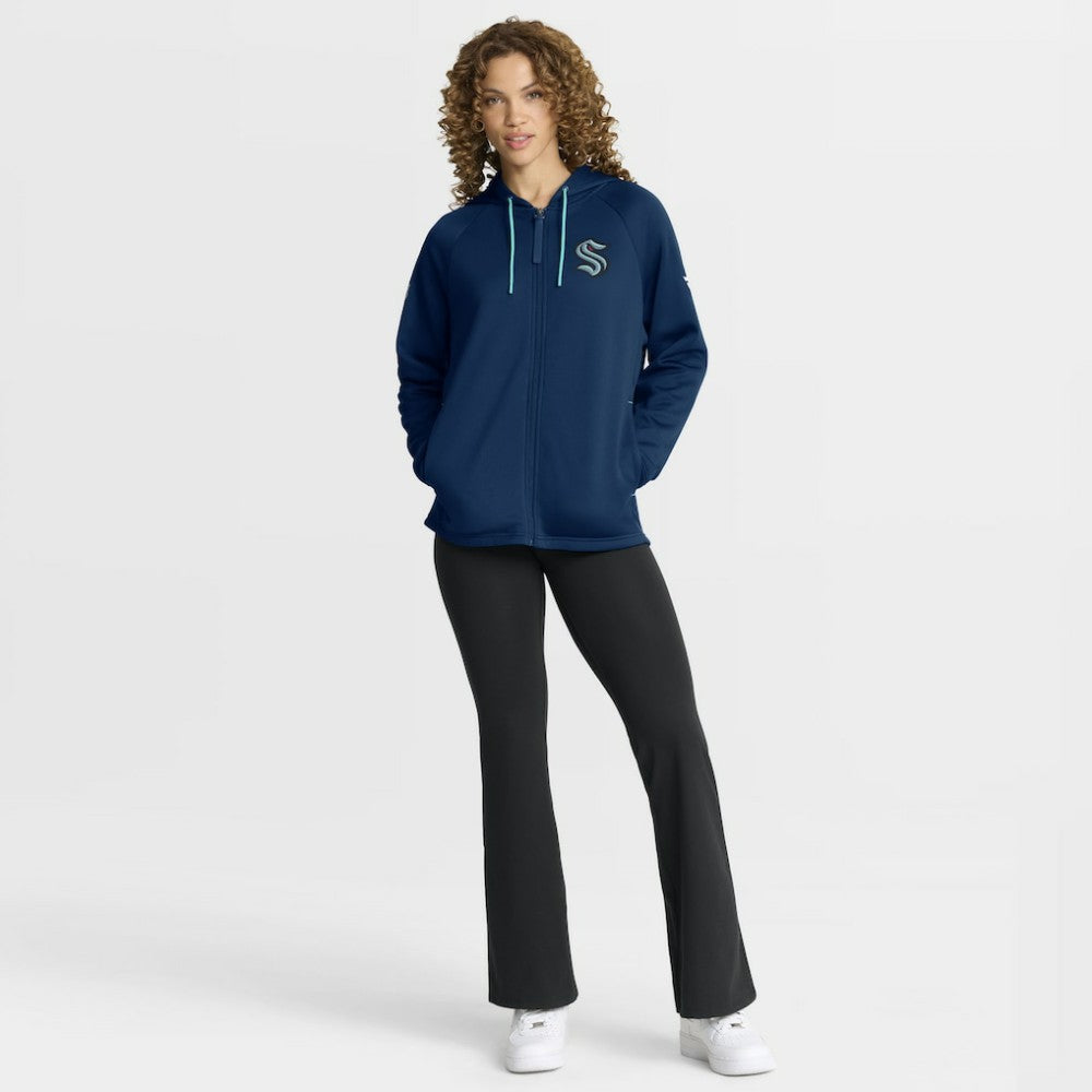 Seattle Kraken Fanatics Women's Authentic Pro Rink Raglan Full-Zip Hoodie - Deep Sea Blue - NHL