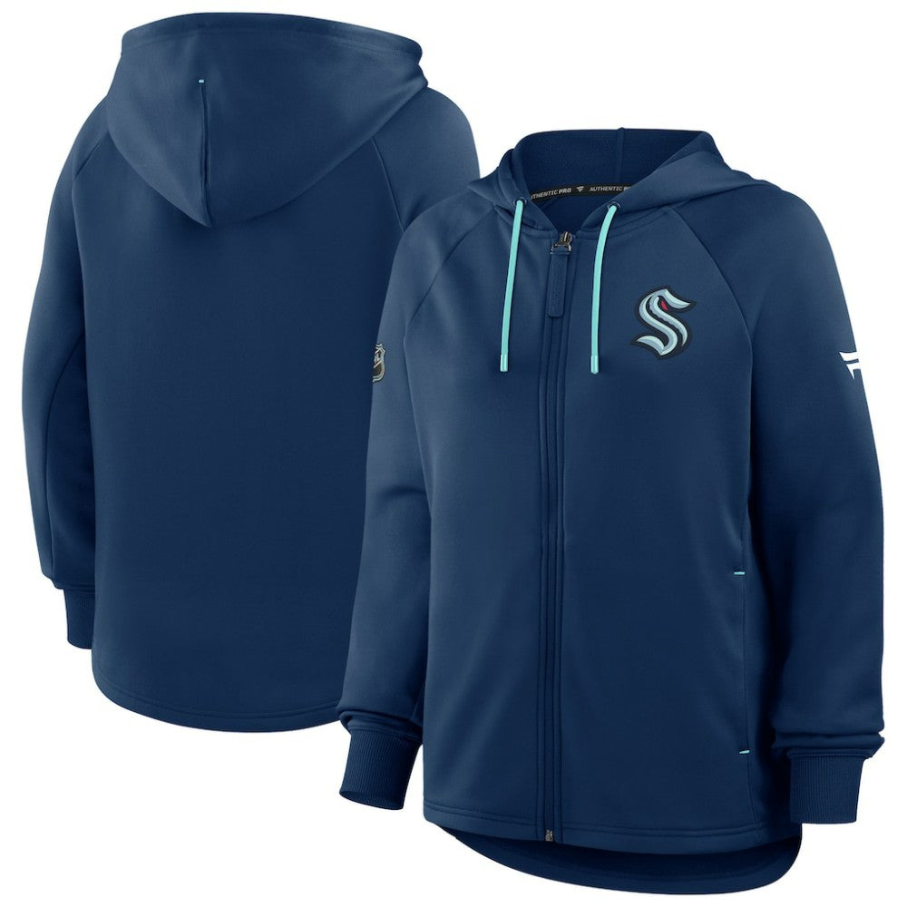 Seattle Kraken Fanatics Women's Authentic Pro Rink Raglan Full-Zip Hoodie - Deep Sea Blue - NHL