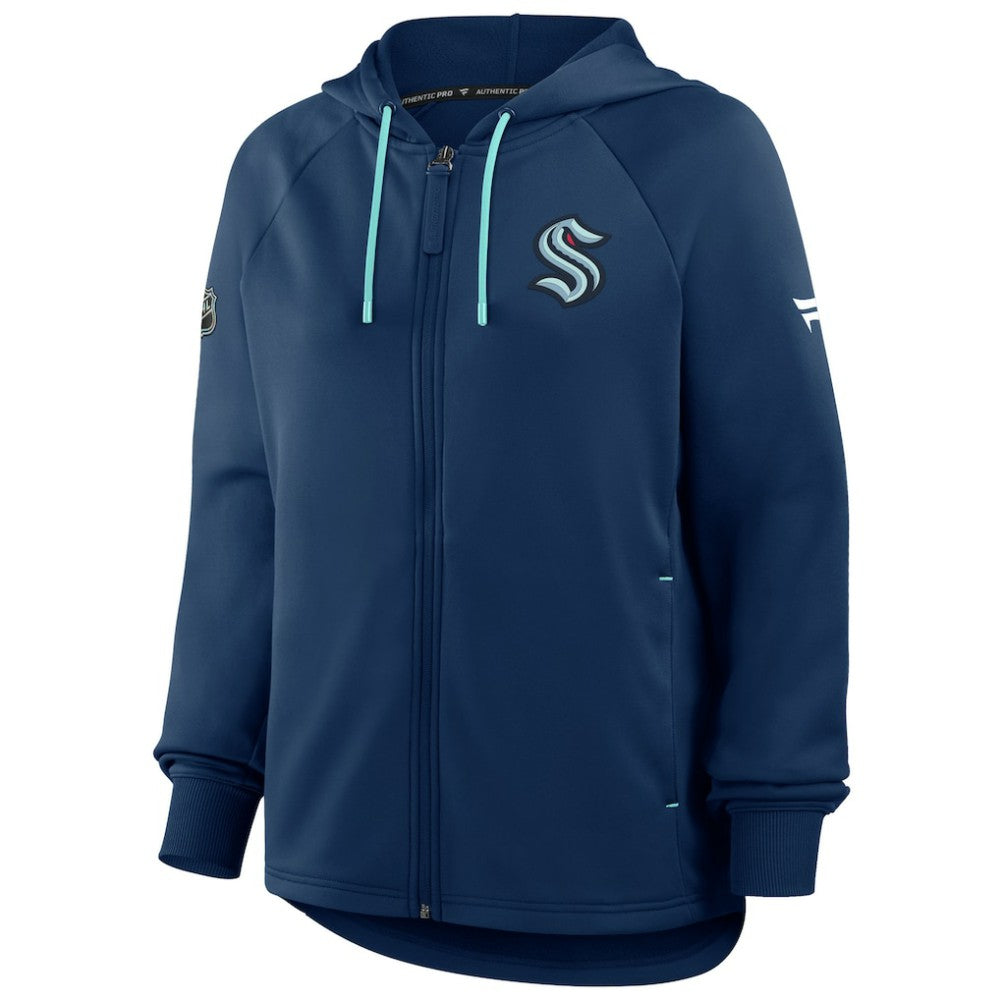 Seattle Kraken Fanatics Women's Authentic Pro Rink Raglan Full-Zip Hoodie - Deep Sea Blue - NHL