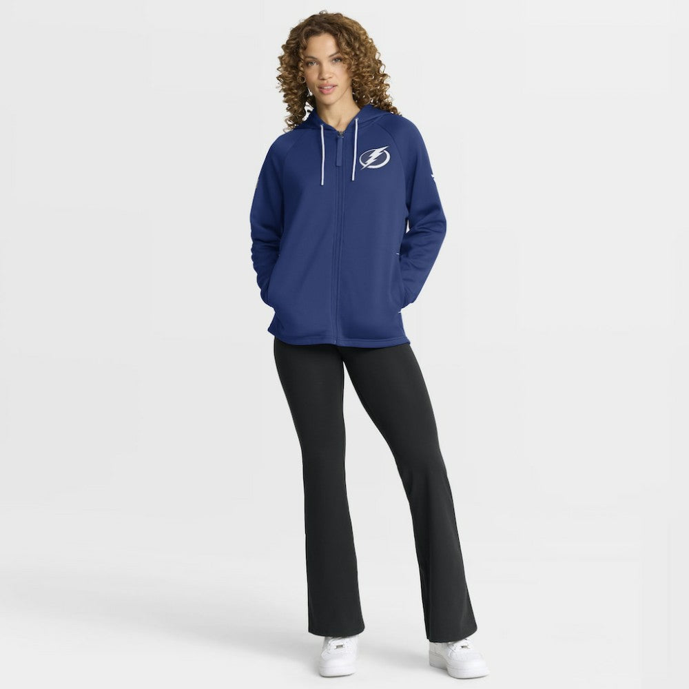 Tampa Bay Lightning Fanatics Women's Authentic Pro Rink Raglan Full-Zip Hoodie - Blue - NHL
