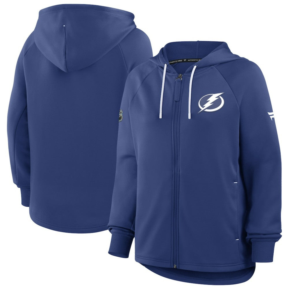 Tampa Bay Lightning Fanatics Women's Authentic Pro Rink Raglan Full-Zip Hoodie - Blue - NHL