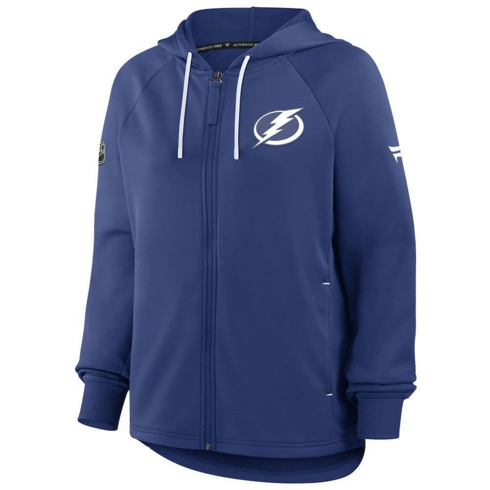 Tampa Bay Lightning Fanatics Women's Authentic Pro Rink Raglan Full-Zip Hoodie - Blue - NHL