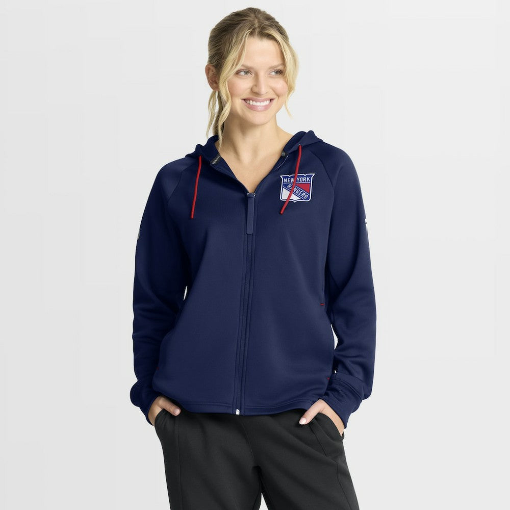 New York Rangers Fanatics Women's Authentic Pro Rink Raglan Full-Zip Hoodie - Navy - NHL