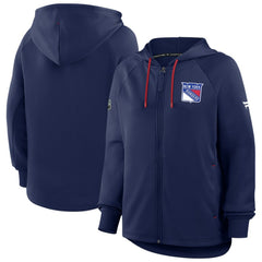New York Rangers Fanatics Women's Authentic Pro Rink Raglan Full-Zip Hoodie - Navy - NHL