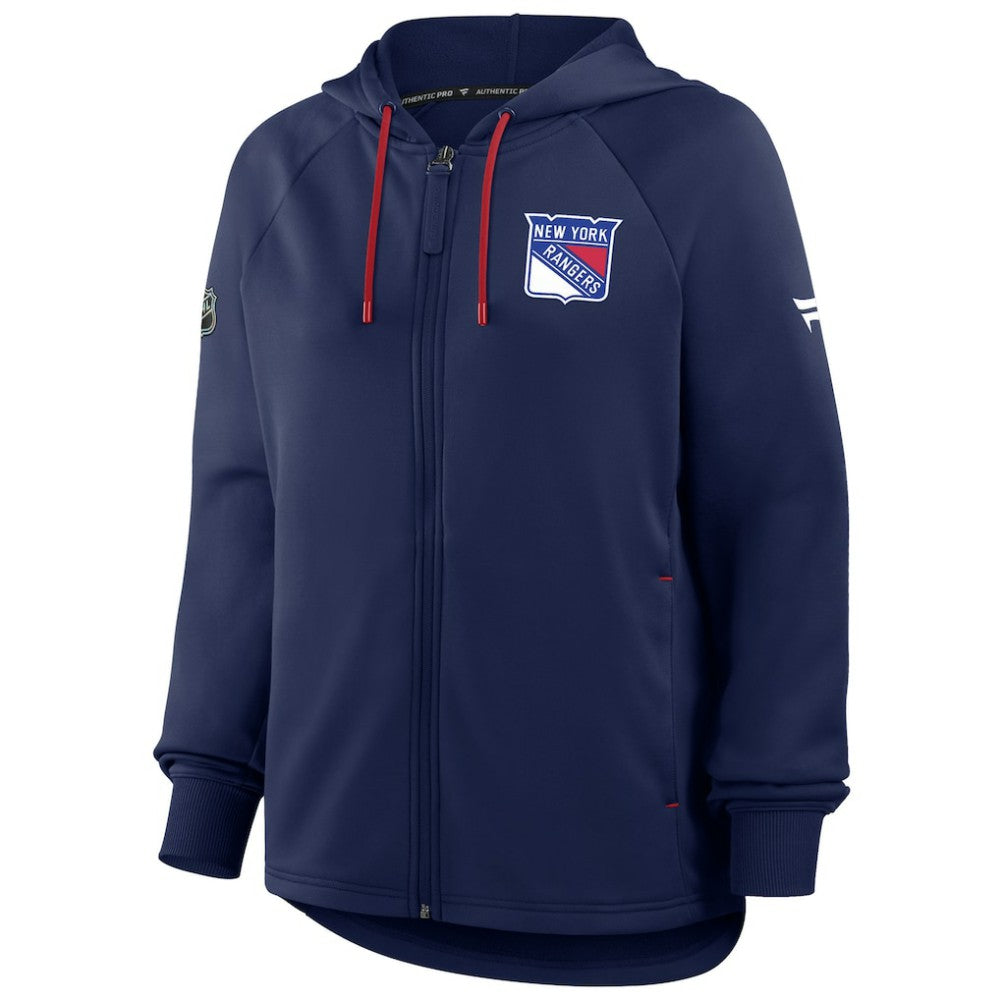 New York Rangers Fanatics Women's Authentic Pro Rink Raglan Full-Zip Hoodie - Navy - NHL