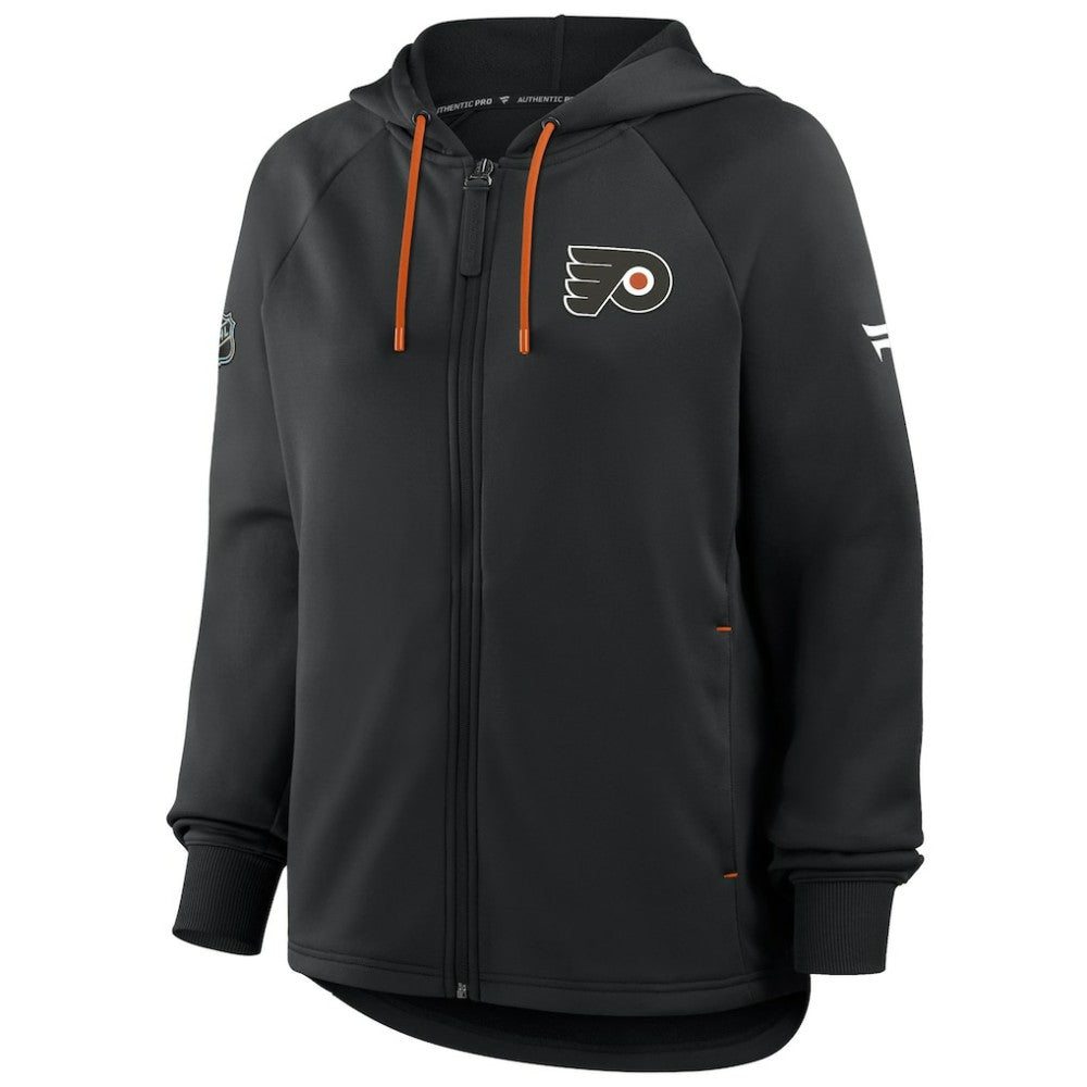 Philadelphia Flyers Fanatics Women's Authentic Pro Rink Raglan Full-Zip Hoodie - Black - NHL