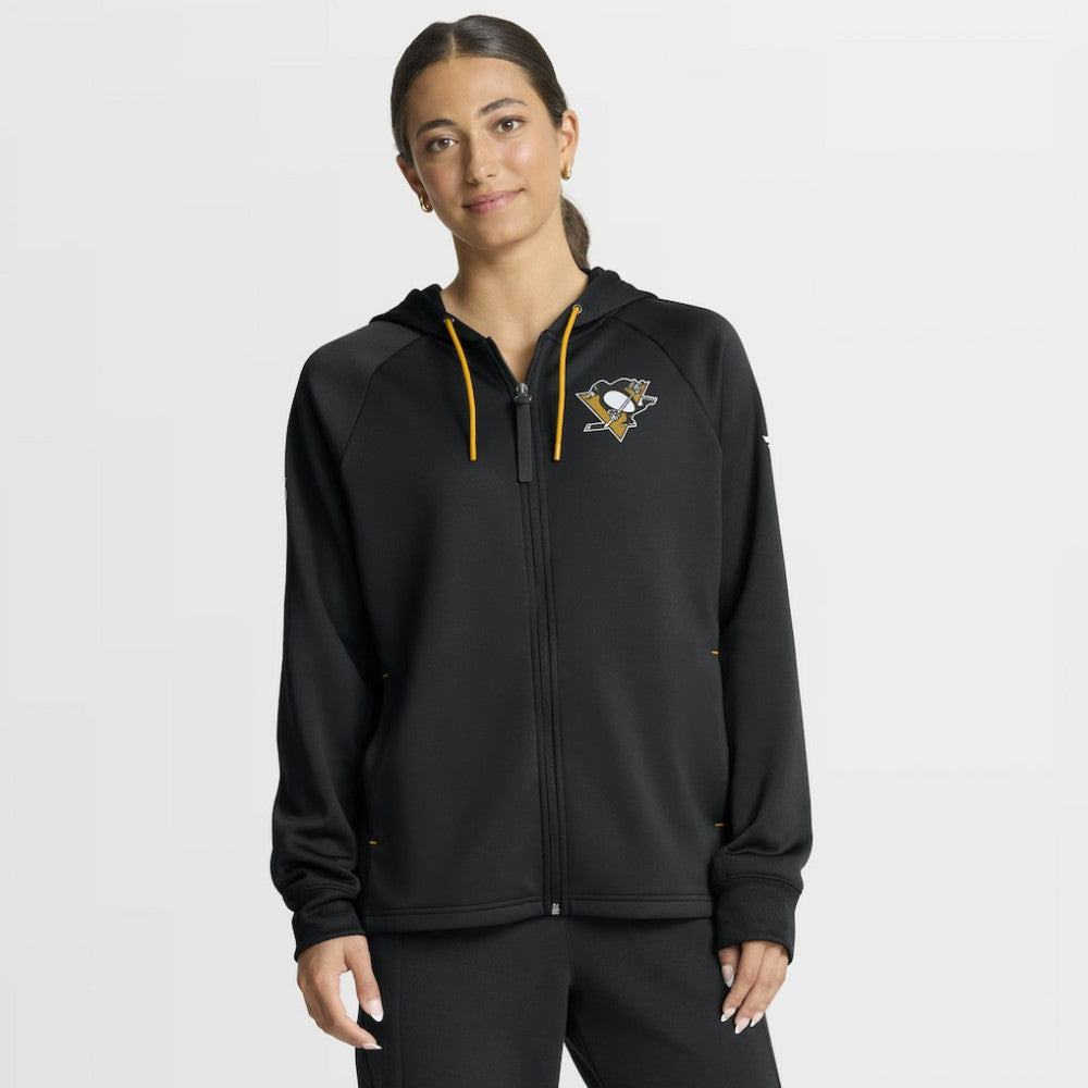Pittsburgh Penguins Fanatics Women's Authentic Pro Rink Raglan Full-Zip Hoodie - Black - NHL