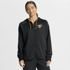 Pittsburgh Penguins Fanatics Women's Authentic Pro Rink Raglan Full-Zip Hoodie - Black - NHL