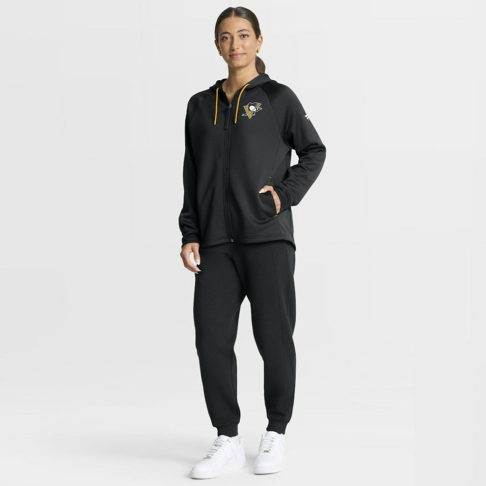 Pittsburgh Penguins Fanatics Women's Authentic Pro Rink Raglan Full-Zip Hoodie - Black - NHL