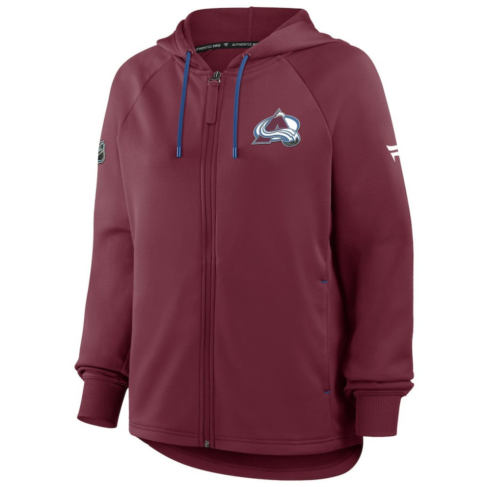 Colorado Avalanche Fanatics Women's Authentic Pro Rink Raglan Full-Zip Hoodie - Burgundy - NHL
