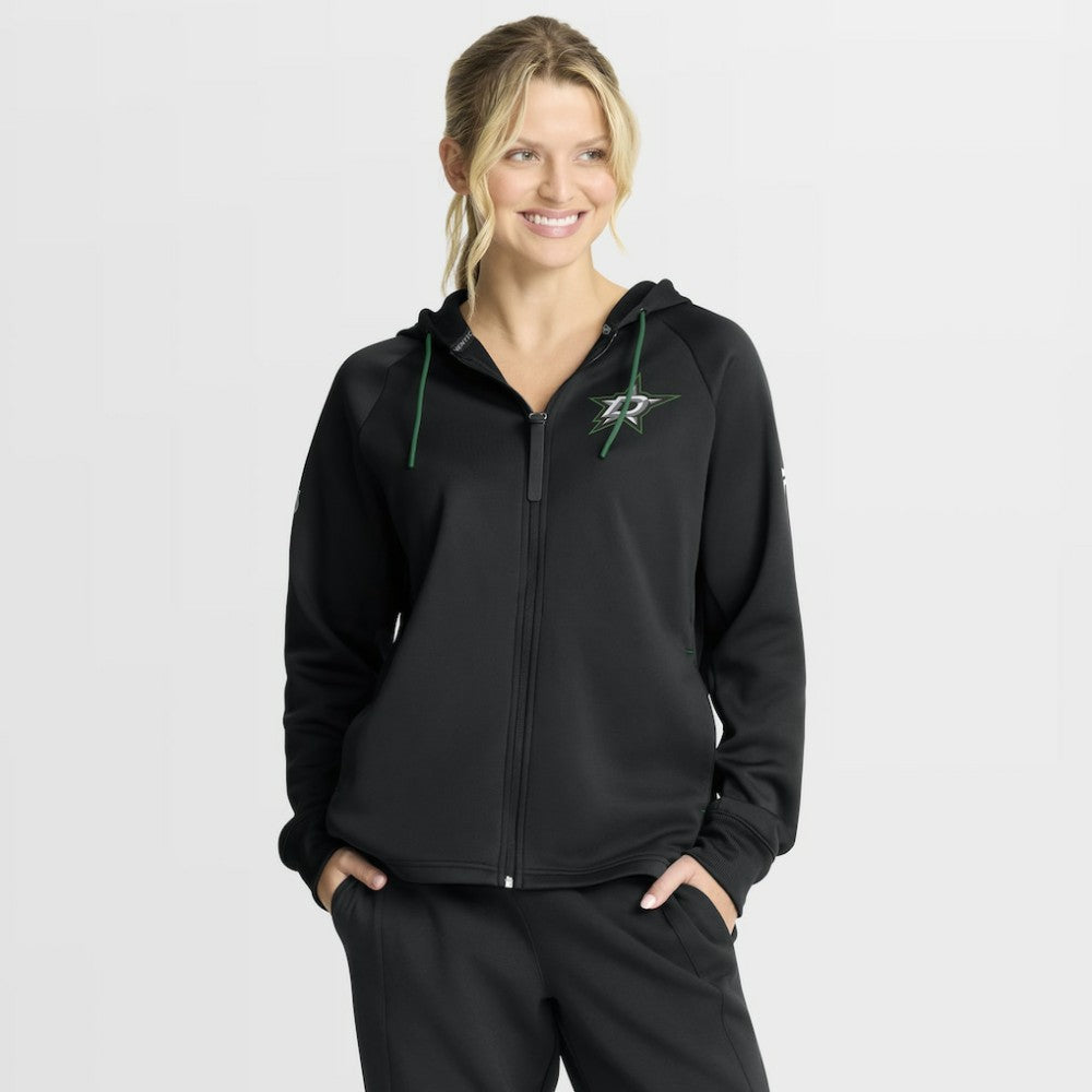 Dallas Stars Fanatics Women's Authentic Pro Rink Raglan Full-Zip Hoodie - Black - NHL