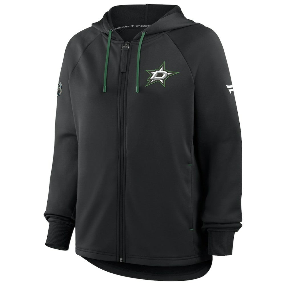 Dallas Stars Fanatics Women's Authentic Pro Rink Raglan Full-Zip Hoodie - Black - NHL