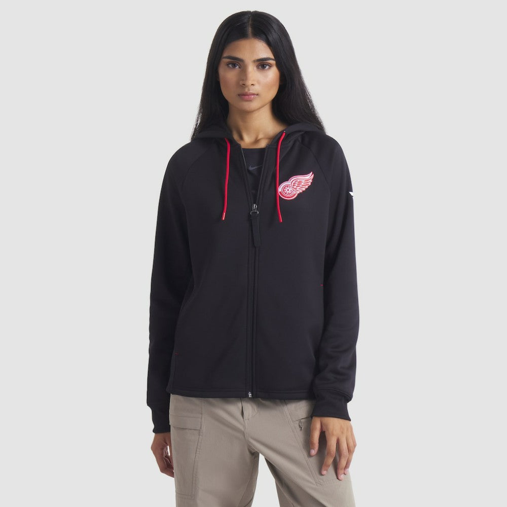 Detroit Red Wings Fanatics Women's Authentic Pro Rink Raglan Full-Zip Hoodie - Black - NHL