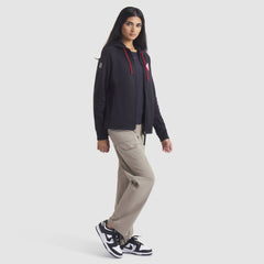 Detroit Red Wings Fanatics Women's Authentic Pro Rink Raglan Full-Zip Hoodie - Black - NHL