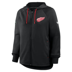 Detroit Red Wings Fanatics Women's Authentic Pro Rink Raglan Full-Zip Hoodie - Black - NHL
