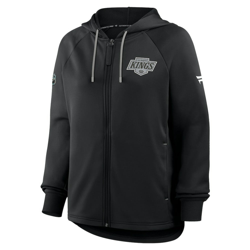 Los Angeles Kings Fanatics Women's Authentic Pro Rink Raglan Full-Zip Hoodie - Black - NHL