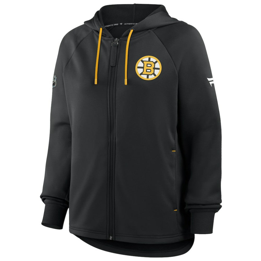 Boston Bruins Fanatics Women's Authentic Pro Rink Raglan Full-Zip Hoodie - Black - NHL