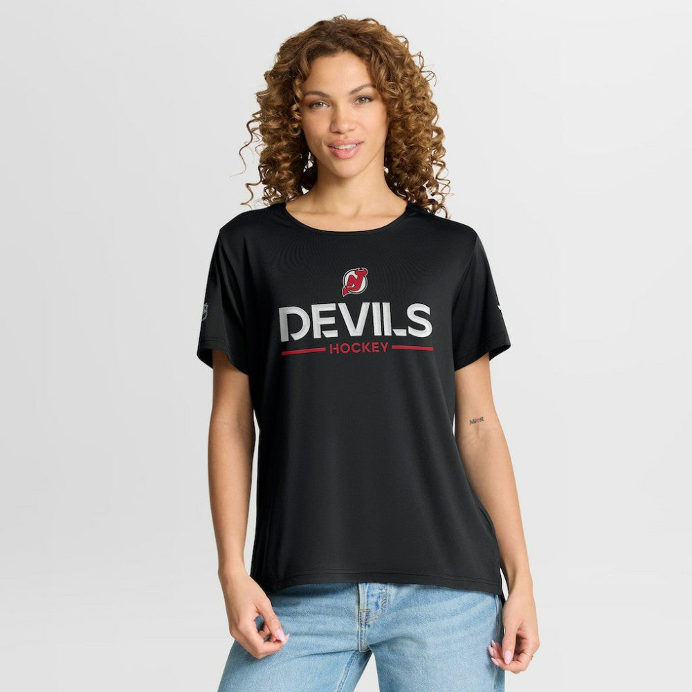 New Jersey Devils Fanatics Women's Authentic Pro Rink Tech T-Shirt - Black - NHL