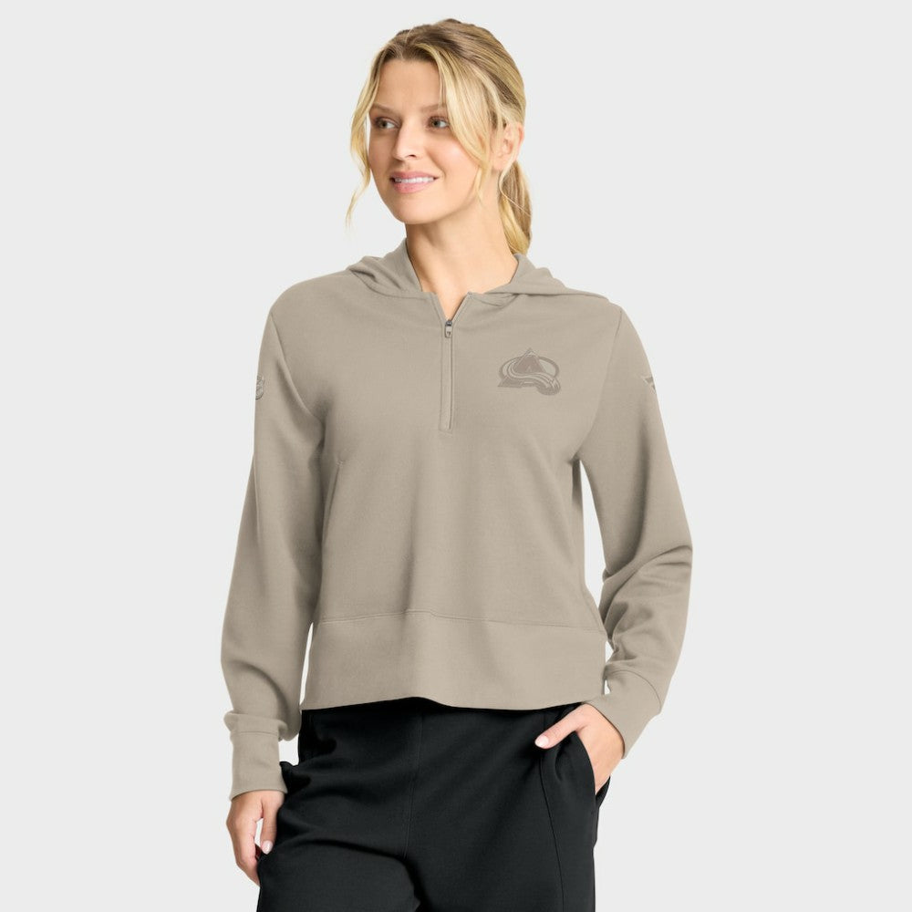 Colorado Avalanche Fanatics Women's Authentic Pro Road Tri-Blend Quarter-Zip Hoodie - Tan - NHL