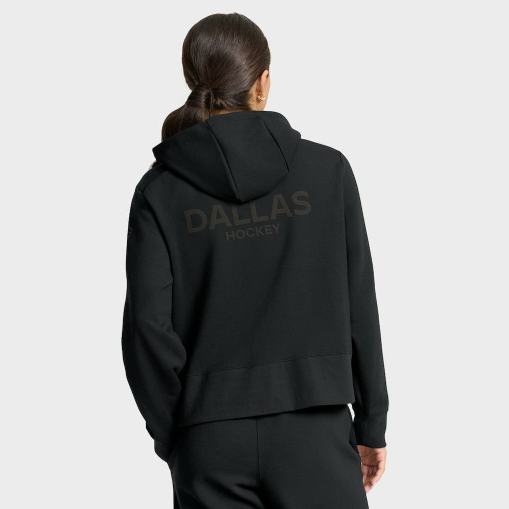 Dallas Stars Fanatics Women's Authentic Pro Road Tri-Blend Quarter-Zip Hoodie - Black - NHL
