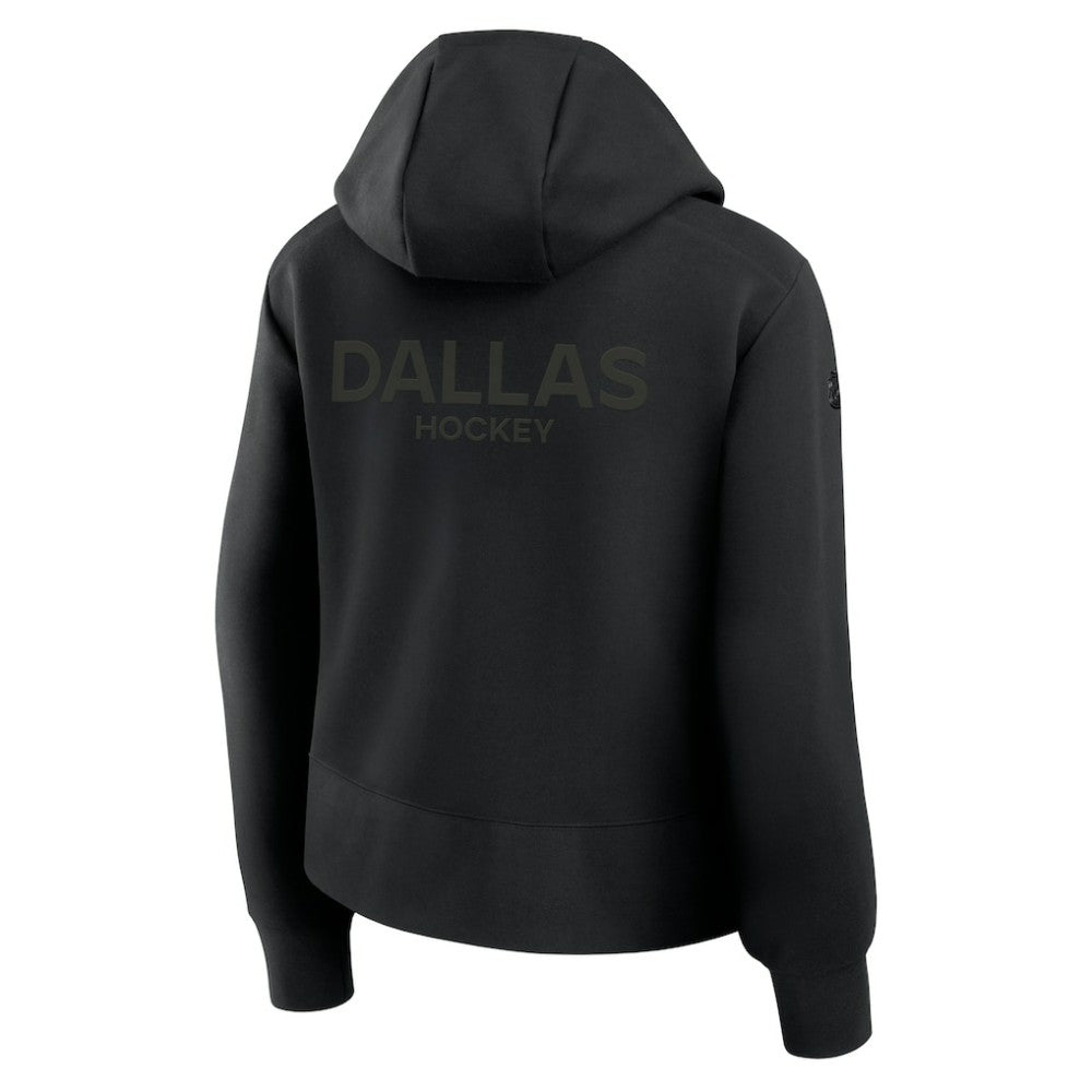 Dallas Stars Fanatics Women's Authentic Pro Road Tri-Blend Quarter-Zip Hoodie - Black - NHL