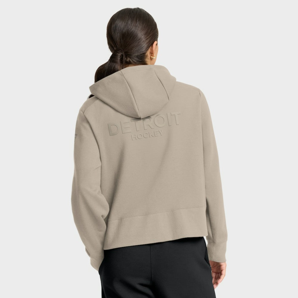 Detroit Red Wings Fanatics Women's Authentic Pro Road Tri-Blend Quarter-Zip Hoodie - Tan - NHL