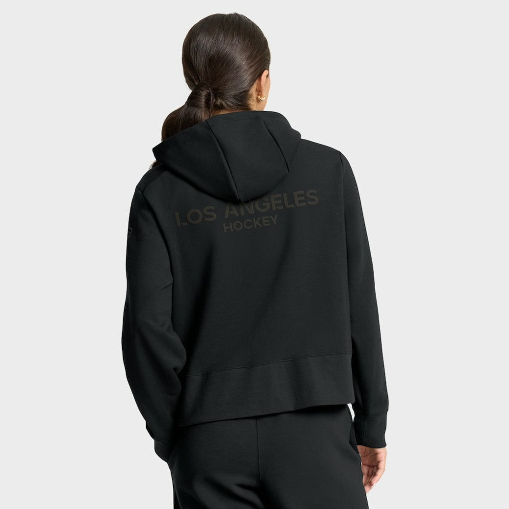 Los Angeles Kings Fanatics Women's Authentic Pro Road Tri-Blend Quarter-Zip Hoodie - Black - NHL