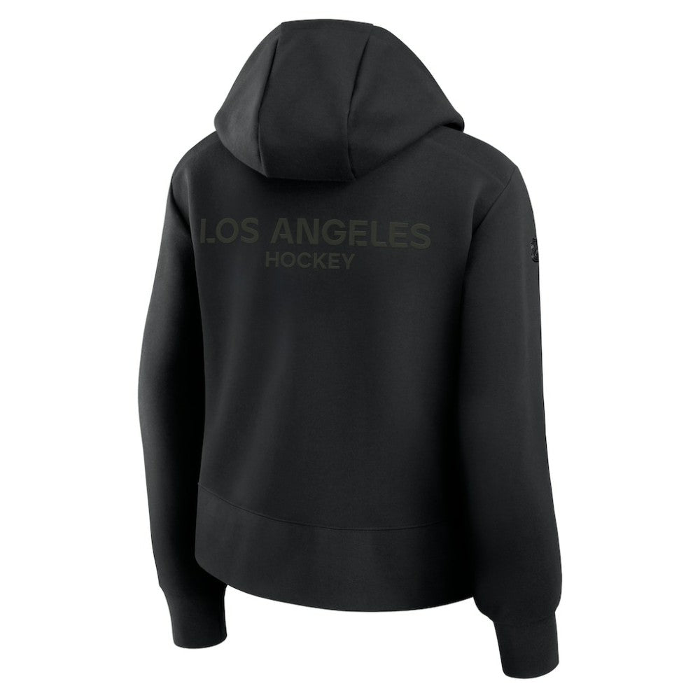 Los Angeles Kings Fanatics Women's Authentic Pro Road Tri-Blend Quarter-Zip Hoodie - Black - NHL