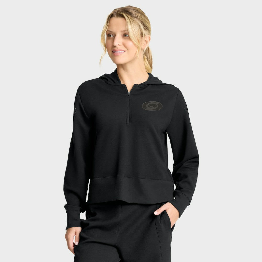 Carolina Hurricanes Fanatics Women's Authentic Pro Road Tri-Blend Quarter-Zip Hoodie - Black - NHL