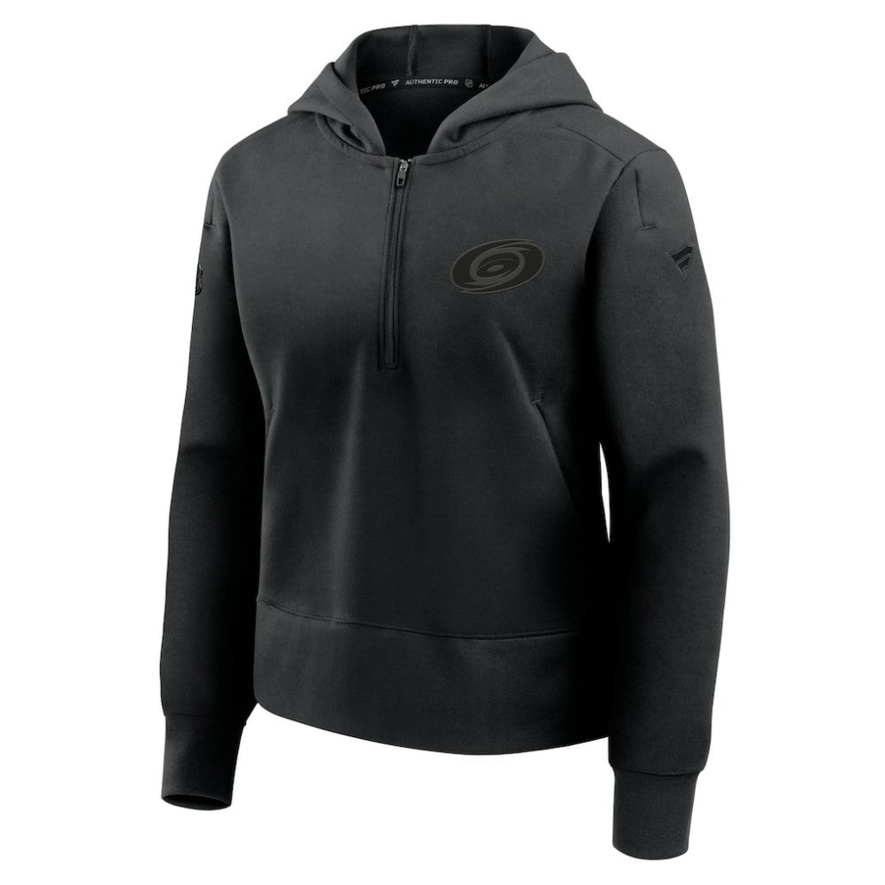 Carolina Hurricanes Fanatics Women's Authentic Pro Road Tri-Blend Quarter-Zip Hoodie - Black - NHL