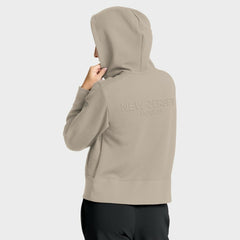 New Jersey Devils Fanatics Women's Authentic Pro Road Tri-Blend Quarter-Zip Hoodie - Tan - NHL