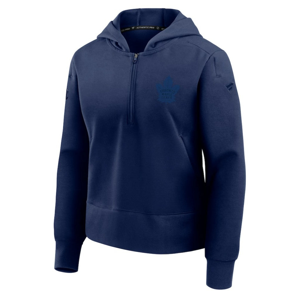 Toronto Maple Leafs Fanatics Women's Authentic Pro Road Tri-Blend Quarter-Zip Hoodie - Navy - NHL