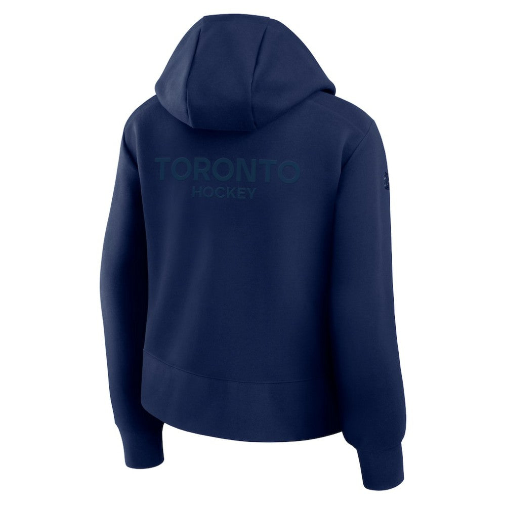 Toronto Maple Leafs Fanatics Women's Authentic Pro Road Tri-Blend Quarter-Zip Hoodie - Navy - NHL